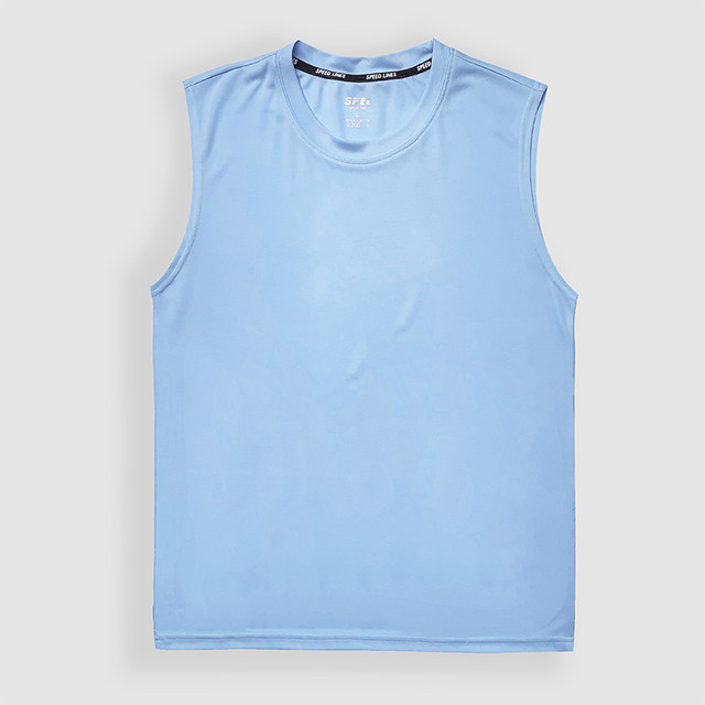 ເສື້ອກິລາບານບ້ວງແຫ້ງໄວຂອງຜູ້ຊາຍ sleeveless wide shoulder sports T-shirt training fitness running clothes moisture-absorbent breathable breathable jersey solid color