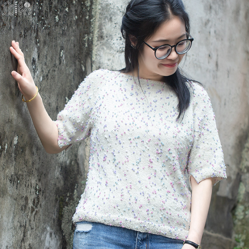 Yuan Knitting child heart Han cotton bean bean sweater short sleeve cotton wire manual DIY material wool woven