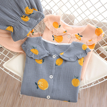 Baby collar pajamas female cotton long sleeve spring and autumn loose size princess style students sweet and lovely home clothes set