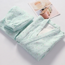 Air cotton pajamas kimono thickened cotton spring autumn loose size home clothing set Autumn Winter casual V collar
