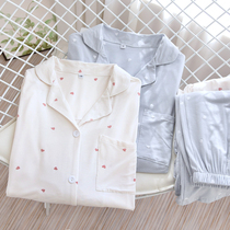 Modal pajamas womens cotton long sleeve size Spring and Autumn thin loose casual summer open home suit two-piece suit