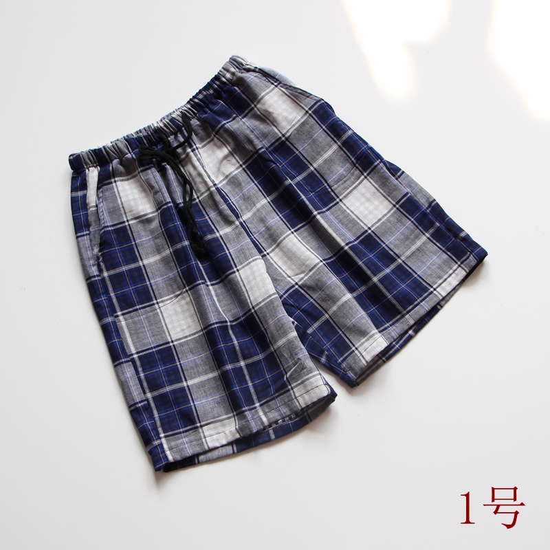 Quần short nhà mùa hè nam size lớn tươi kẻ sọc mỏng phần cotton hai lớp cotton quần ngắn pyjama quần đôi mặc nhà