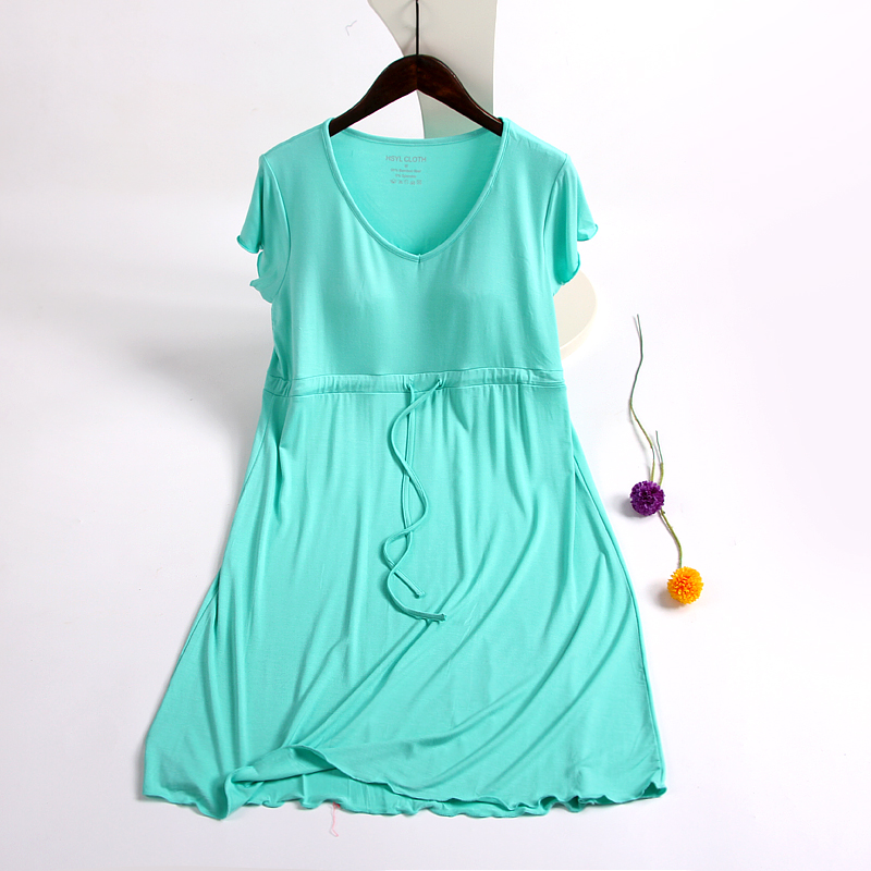Modal nightdress phụ nữ với áo ngực áo ngủ váy ngủ mùa xuân và mùa hè không mặc áo ngực dây đeo dịch vụ nhà có thể được mặc đầm ngủ dễ thương hàn quốc