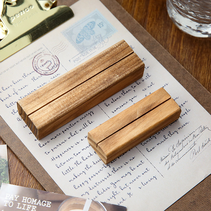 Retro log clip stationery desktop post-it note message clip office postcard photo business card holder ornament vertical