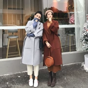 MC2018 mùa đông mới áo len dài Slim len Hàn Quốc hai mặt áo hoang dã