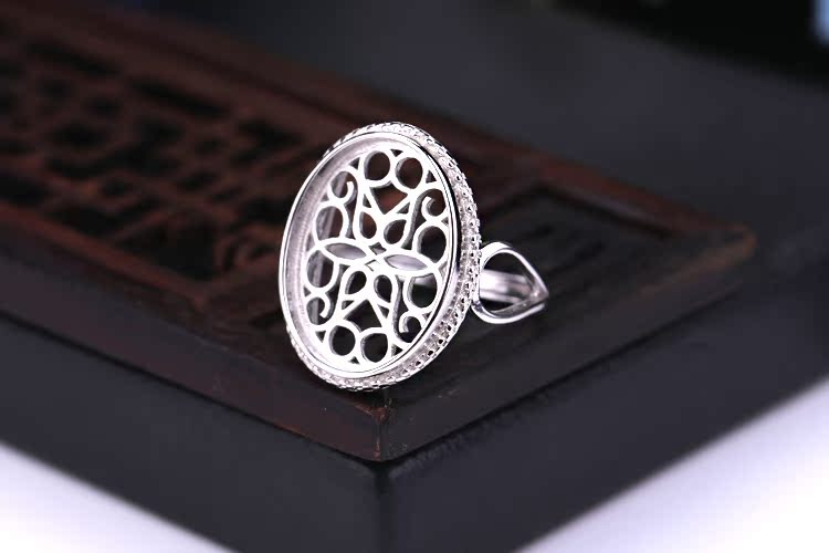 Nhẫn bạc sterling 925 thiết lập vòng sáp ong hỗ trợ dát ngọc lam phía nam đỏ mở vòng trống hỗ trợ chăm sóc nhẫn nữ 13 * 18 đeo nhẫn ngón trỏ
