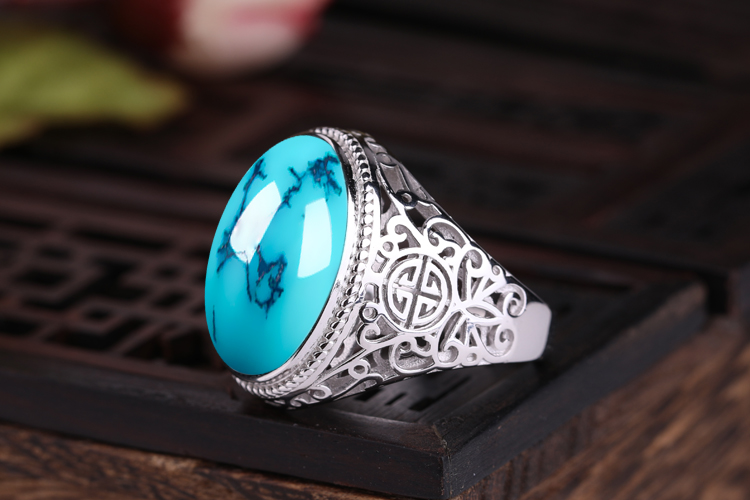 Nhẫn bạc 925 hỗ trợ trống nhẫn nam sterling bạc hỗ trợ nhẫn không trả tiền Hỗ trợ nhẫn bằng sáp ong thiết lập màu ngọc lam 17 * 20 nhẫn cưới vàng tây