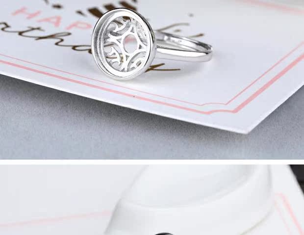 S925 vòng bạc sterling trống hỗ trợ nữ mô hình dát hổ phách Nam đỏ sáp ong vòng miệng hỗ trợ thiết lập 12 * 12 nhẫn cặp vàng