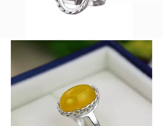 S925 sterling bạc nhẫn trống hỗ trợ mở nhẫn vàng trắng mạ vàng hỗ trợ dát sáp ong hổ phách nữ hỗ trợ nhẫn 11 * 15 9 * 11