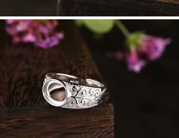S925 sterling bạc mạ vàng trắng nhẫn trống hỗ trợ bằng tay sáp ong xanh thông 6 * 6 nhẫn hỗ trợ thiết lập 8 * 10 nhẫn vàng tây nam