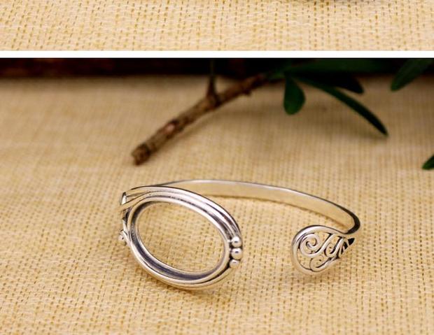 Vòng tay bạc nguyên chất 925 hỗ trợ trống rỗng 22 * ​​32 retro vòng tay bạc Thái tùy chỉnh dát sáp ong sống miệng 18 * 28 vòng đeo tay nữ