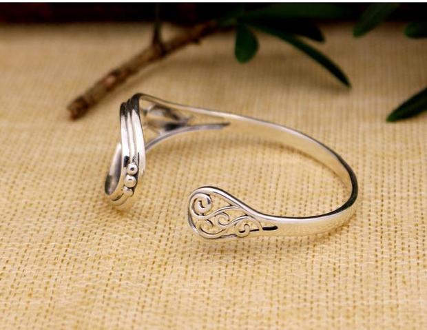 Vòng tay bạc nguyên chất 925 hỗ trợ trống rỗng 22 * ​​32 retro vòng tay bạc Thái tùy chỉnh dát sáp ong sống miệng 18 * 28 vòng đeo tay nữ