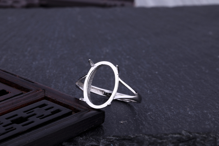 S925 sterling silver ring trống hỗ trợ thiết lập 10 * 14 7 * 9 8 * 10 11 * 13 9 * 12 12 * 15 nhẫn titan