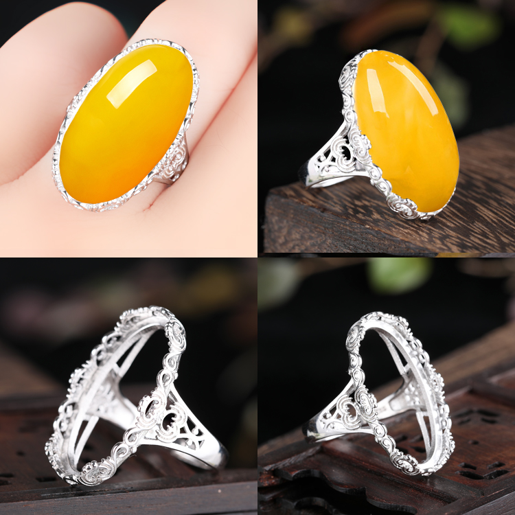 Nhẫn bằng vàng trắng 925 sterling bạc hỗ trợ trống rỗng sáp ong 15 * 20 phần nữ thiết lập 14 * 23 khay bạc 15 * 24 nhẫn kim cương nam
