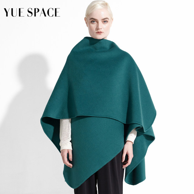 YUESPACE ເສື້ອຄຸມຜ້າຂົນຫນູ cashmere ສອງດ້ານຂອງແມ່ຍິງດູໃບໄມ້ລົ່ນແລະລະດູຫນາວ woolen cape coat ຍາວກາງແບບຄົນອັບເດດ: ວ່າງແລະສະບາຍ.