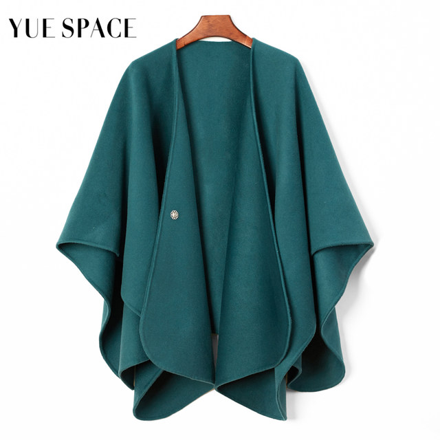YUESPACE ເສື້ອຄຸມຜ້າຂົນຫນູ cashmere ສອງດ້ານຂອງແມ່ຍິງດູໃບໄມ້ລົ່ນແລະລະດູຫນາວ woolen cape coat ຍາວກາງແບບຄົນອັບເດດ: ວ່າງແລະສະບາຍ.
