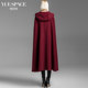Yue Space Hooded Wool Cape Double-sided Velvet Coat Women's Long Over-the-Knee Fashion European and American Fashion Retro Sleeveless Autumn and Winter