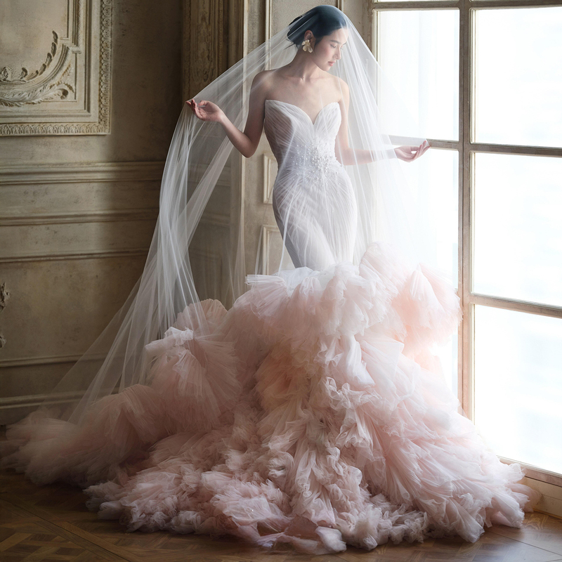 Photo Studio Theme Clothing New Outdoor Couple Photo Shoot Dress French Retro Travel Photography Strapless Fishtail Wedding Dress