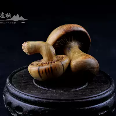 Taihang soul cliff cypress aging black oil handmade original personalized wood carving small mushroom pendant creative decoration