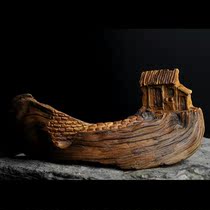  Taihang soul cliff cypress landscape house with shape hand-carved aging old material high oil business card holder decoration craft art