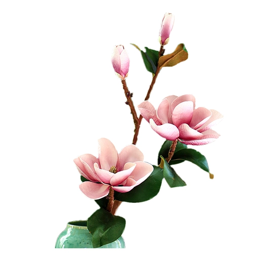 Имитация большого цветка магнолии из искусственной кожи, напольного большого цветка, шелкового цветочного украшения, простого розового цвета в помещении, свадебного, высокого цветка, длинной ветки орхидеи