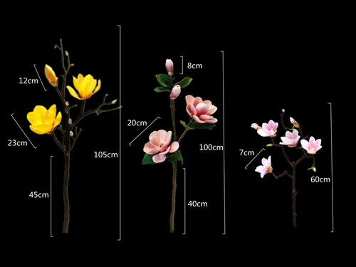 Имитация большого цветка магнолии из искусственной кожи, напольного большого цветка, шелкового цветочного украшения, простого розового цвета в помещении, свадебного, высокого цветка, длинной ветки орхидеи