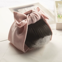 Розовая челка с бантиком, повязка на голову