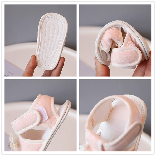 Охлаждающие летние детские сандалии, спортивная обувь подходит для мужчин и женщин для раннего возраста, мультяшный шнурок-держатель, из хлопка и льна, мягкая подошва, 3-15 мес.