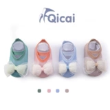 Детские летние тонкие кроссовки, сетчатая дышащая детская обувь для раннего возраста с бантиком, нескользящие гетры, мягкая подошва