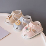 Охлаждающие летние детские сандалии, спортивная обувь подходит для мужчин и женщин для раннего возраста, мультяшный шнурок-держатель, из хлопка и льна, мягкая подошва, 3-15 мес.