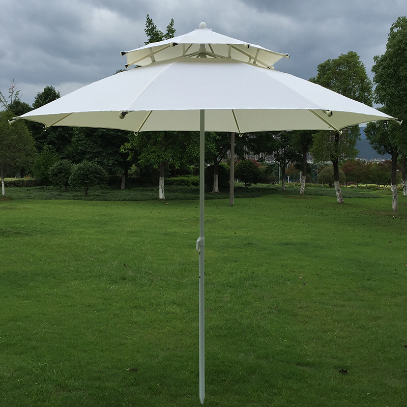 Outdoor 2 5 meters parasol parasol Beach umbrella Double top umbrella Swing beach courtyard umbrella Roman umbrella windproof balcony umbrella