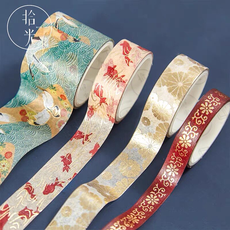 Washi tape antique Chinese style fairy landscape painting Xiangyun crane bronzing DIY hand tearing hand account decoration