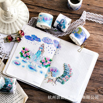and paper adhesive tape ins flower fairytale dream unicorn Animals fresh and easy to stick stationery paper tape can write a message