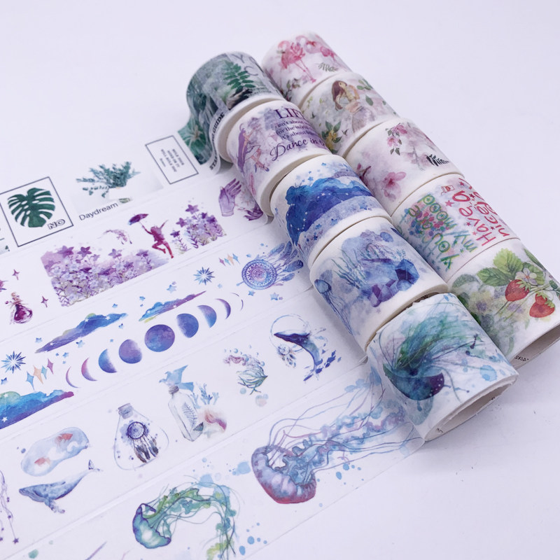 Washi tape Character ins Retro green plant Dreamy animal Fresh easy-to-paste stationery paper tape Can write a message