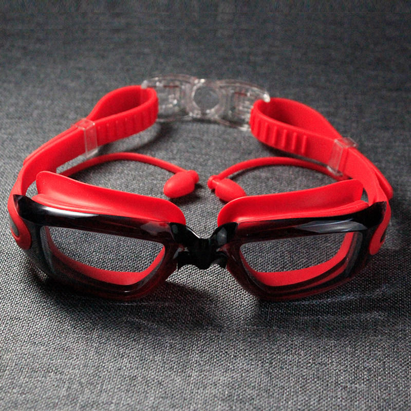 ZWER swimming goggles female conjoined earplugs waterproof anti-fog high-definition comfort professional diving flower swimming flat light silicone glasses-Taobao