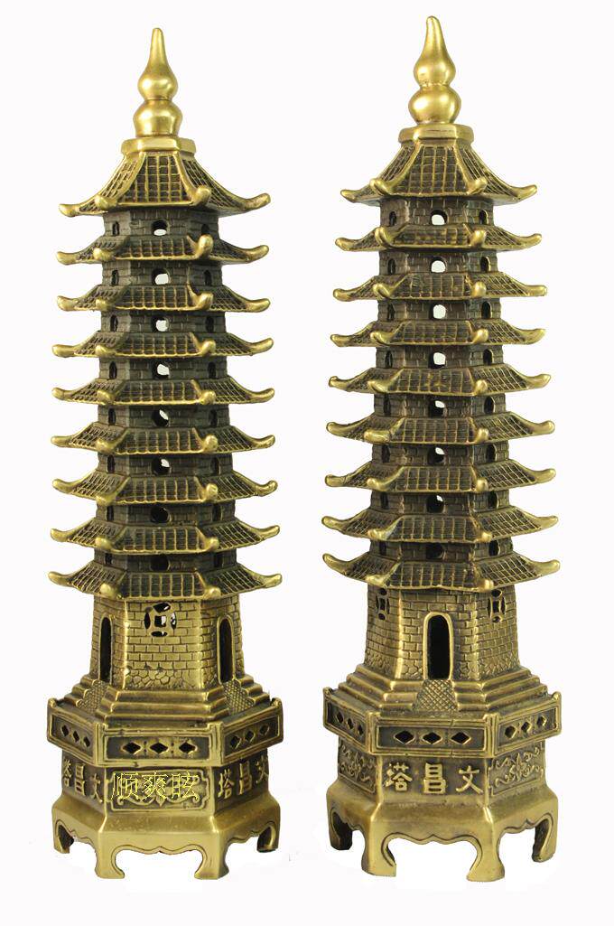 Pure copper Wenchang Tower Pure copper tower 9-story Wenchang Tower ornaments School Town House Feng Shui nine-story Wenchang Tower ornaments
