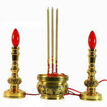 Pure copper and electric incense furnace Buddha appliances with electronic candle lamp Buddha front supply lamps