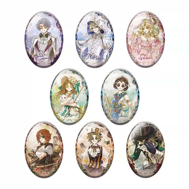 Specified Genuine Identity V Millennium Book Travel Oval Tinplate Badge Brooch Night Watchman Engraver