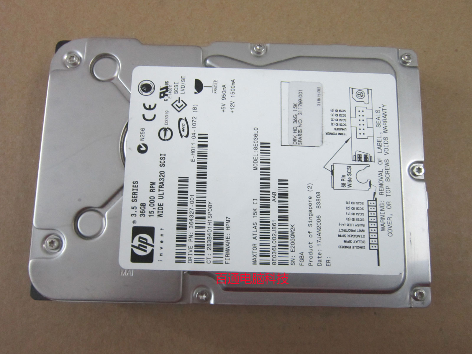 HP XW4100 364327-001 311769-001 36G 68 68 SCSI Hard disc 15K U320