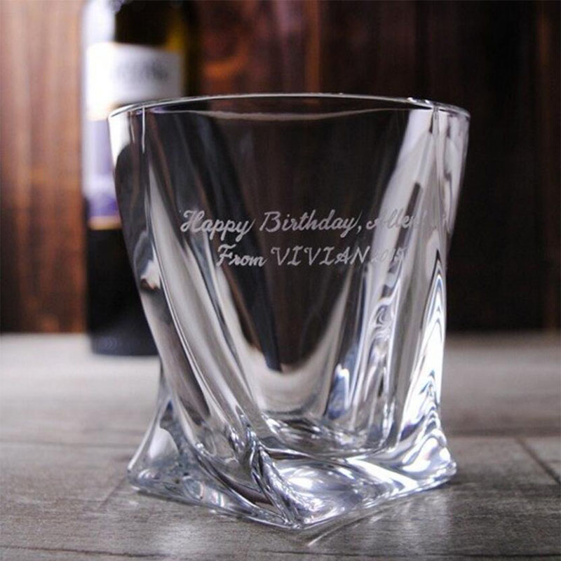 (Swivel Cup 340ml) Artisanal Engraved Whisky Cup Custom Lettering Logo BIRTHDAY MEMORIAL GIFT