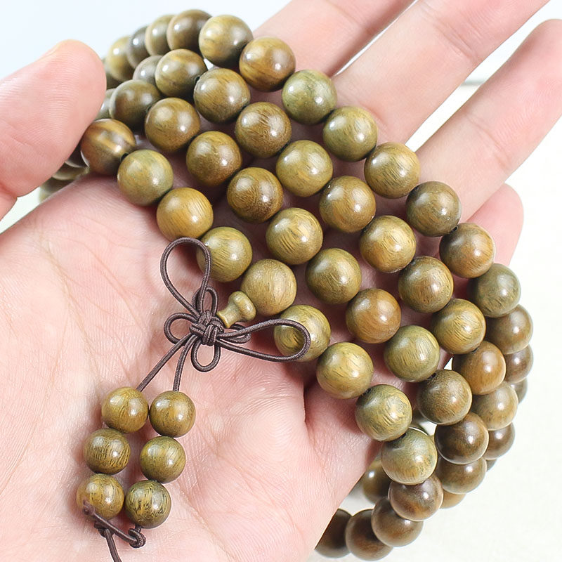 绿檀木手串沉水老料108颗佛珠手链新中式文玩男女款国潮饰品批发详情3
