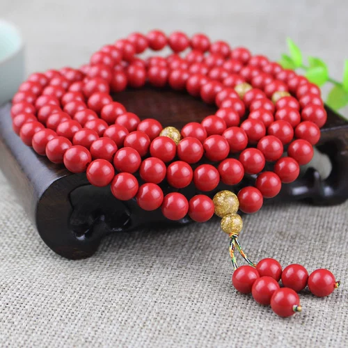 Четки из круглых бусин, браслет, свитер, ювелирное украшение подходит для мужчин и женщин для влюбленных, прямые продажи с завода, цвета киновари, 108 бусин, подарок на день рождения