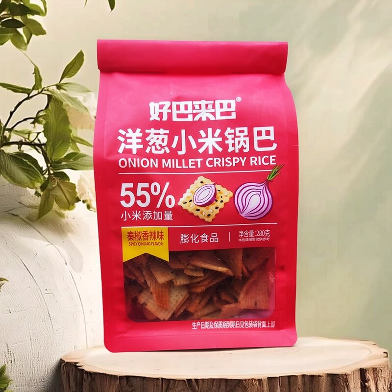 Haoba Laiba Millet Crispy Snacks with Onion and Beef Flavor, Bagged Internet-Famous Spicy Snacks, Leisure Food, Snacks