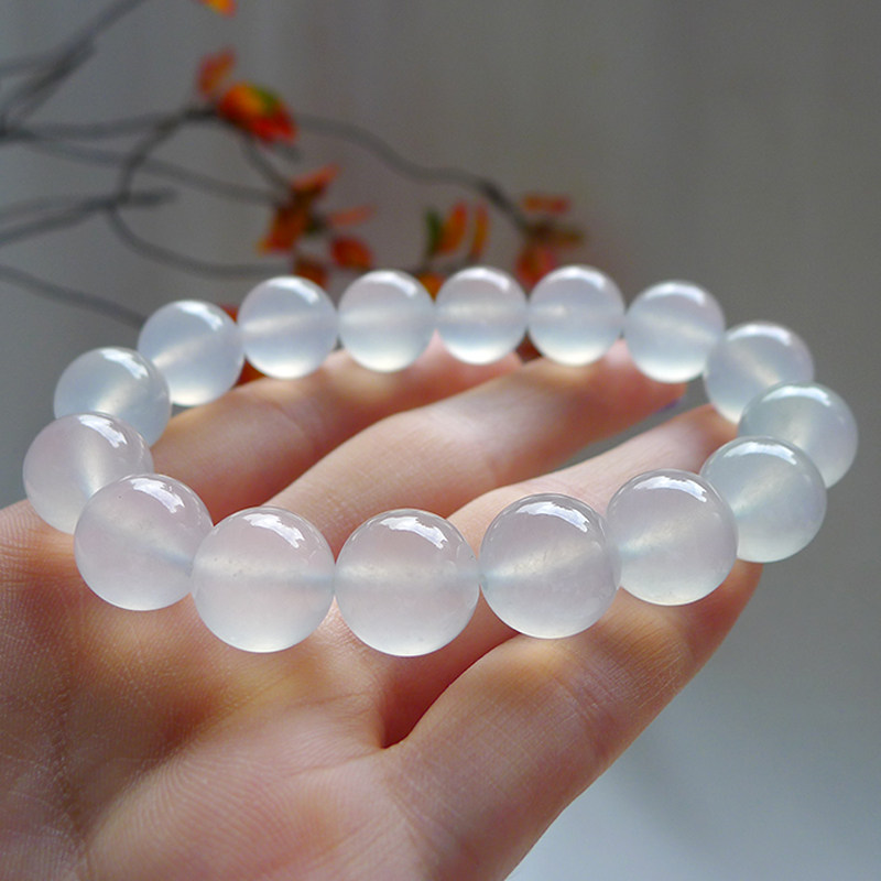 Lifetime jadeite YS104 high ice species wood that pure white big bead jade bracelet jade bead necklace bead chain hand bead string