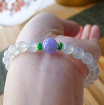 Life jade high ice white fine purple beads with women's jade round beads bracelet jade bracelet B82565