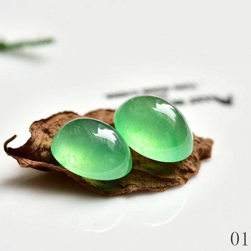 Pingsheng jadeite naturally set high quality Mu Na Yang green ring noodles a pair of loose stone boutique large egg noodles BG2177