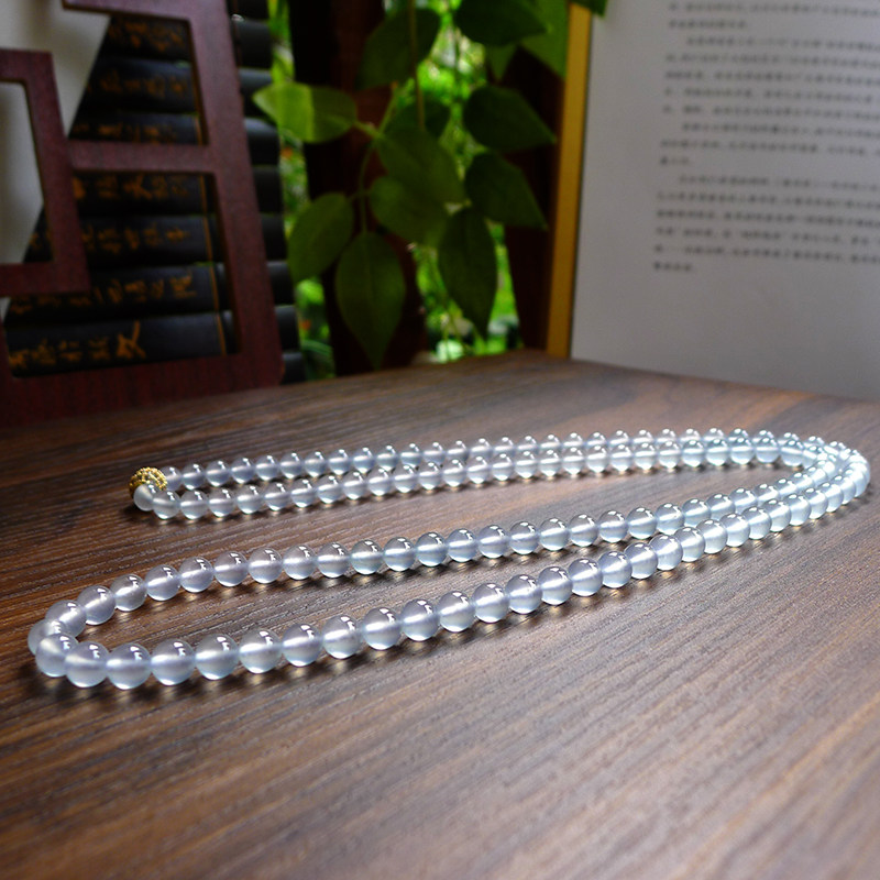 YS091 glass - type pure white jade necklace jade string jade string beads bead beads