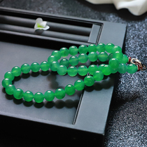 The life Jade natural A goods high-end full green boutique jadeite 12 5mm beads necklace collection has been attached to enjoy