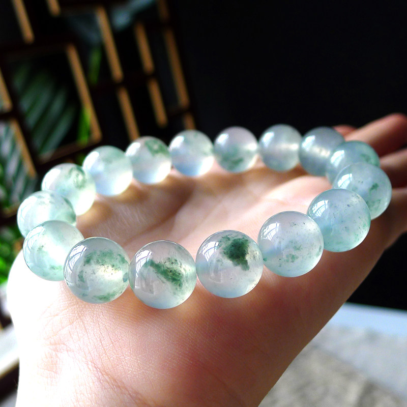Y002 Natural high ice floating flower jadeite large pearl ball bracelet bracelet