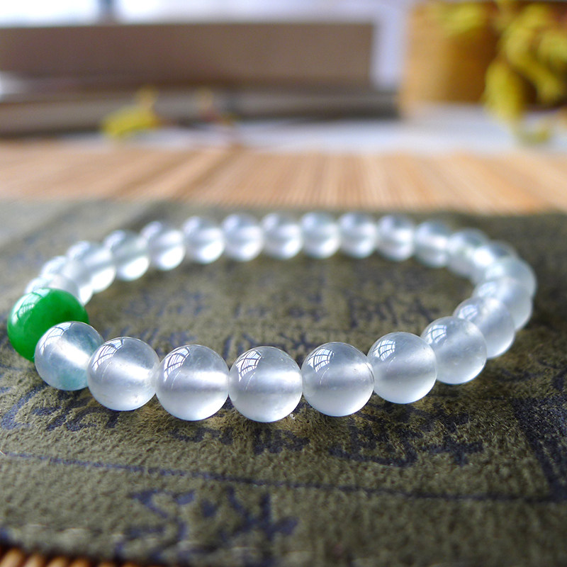 Life Jade YS064 Natural A Goods Glass Species Pure White Jade Bracelet Jade Bead Necklace Bead Chain Bracelet